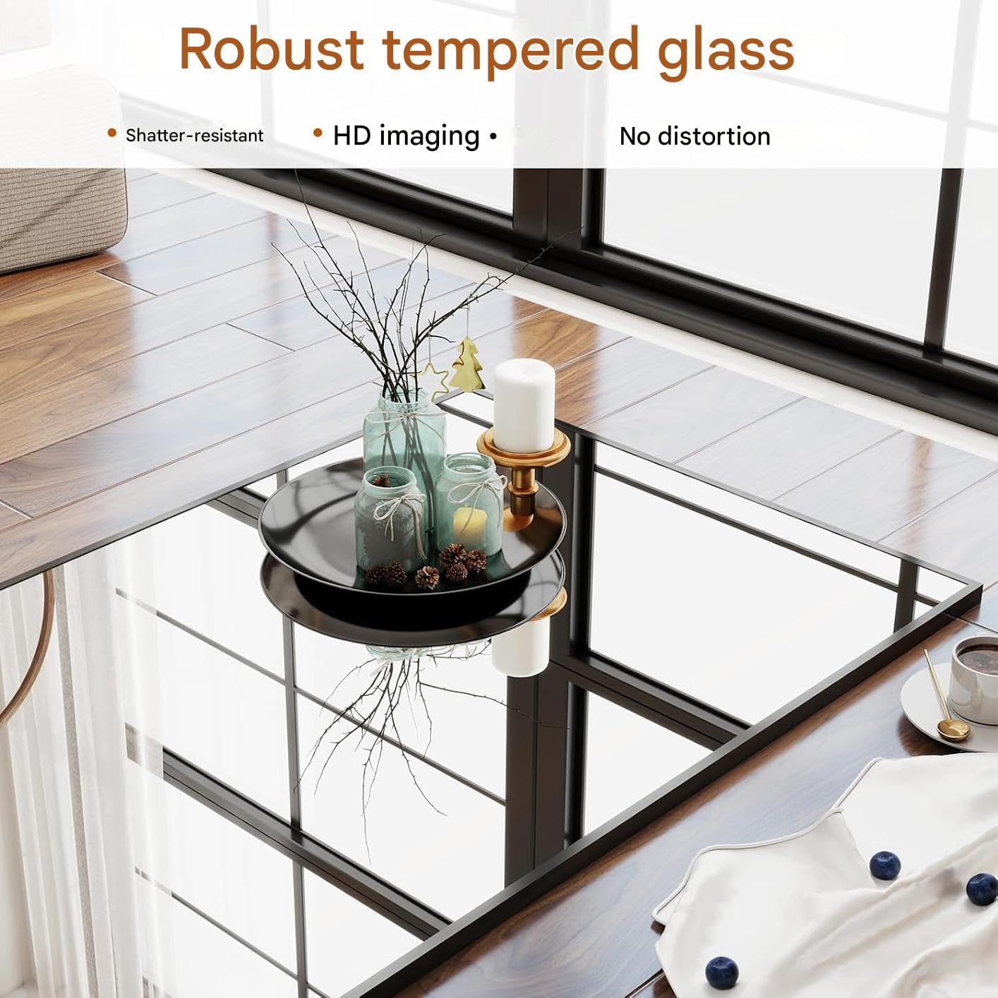 Koonmi 171 x 76 cm Standspiegel, robust Ganzkörperspiegel mit minimalistische schmaler Aluminiumrahmen, modern großer Wandspiegel stehend oder