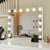 Teousev Schminkspiegel mit Beleuchtung, 50x42cm Hollywood Spiegel mit 14 LED-Glühbirnen, Dimmbarer Schminkspiegel für Make-Up