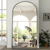 BEAUTYPEAK Großer Bogen Ganzkörperspiegel 218x102 cm, Gewölbter Standspiegel hängend oder lehnend an die Wand, groß Bodenspiegel mit Ständer